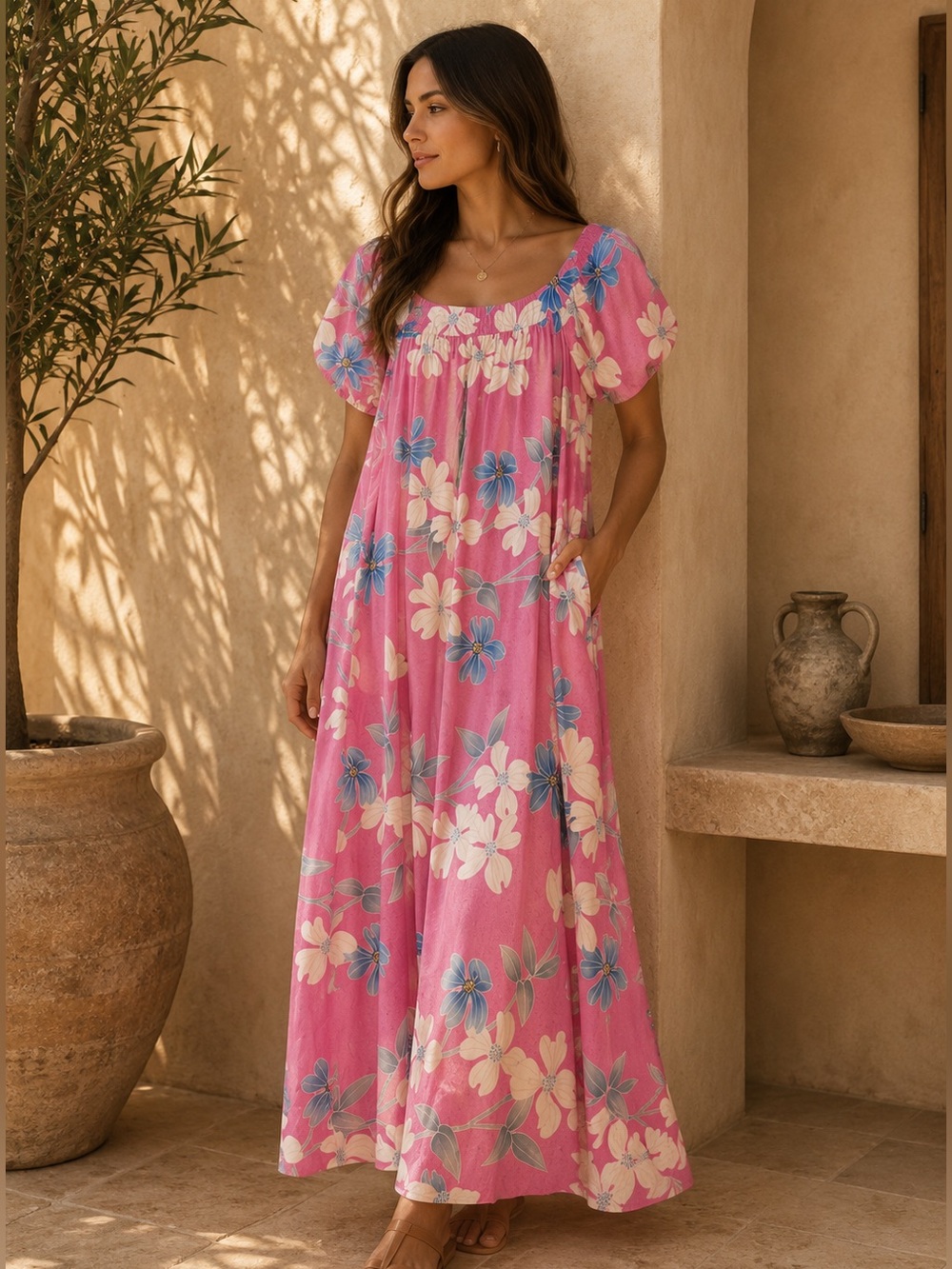 131. Vintage Hawaiian Pink Floral Muumuu Maxi Dress | 23/45 | Cottagecore Resort